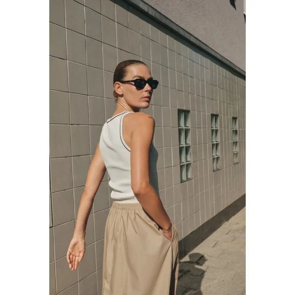ZARA CONTRAST POPLIN MIDI DRESS - Picture 4 of 7